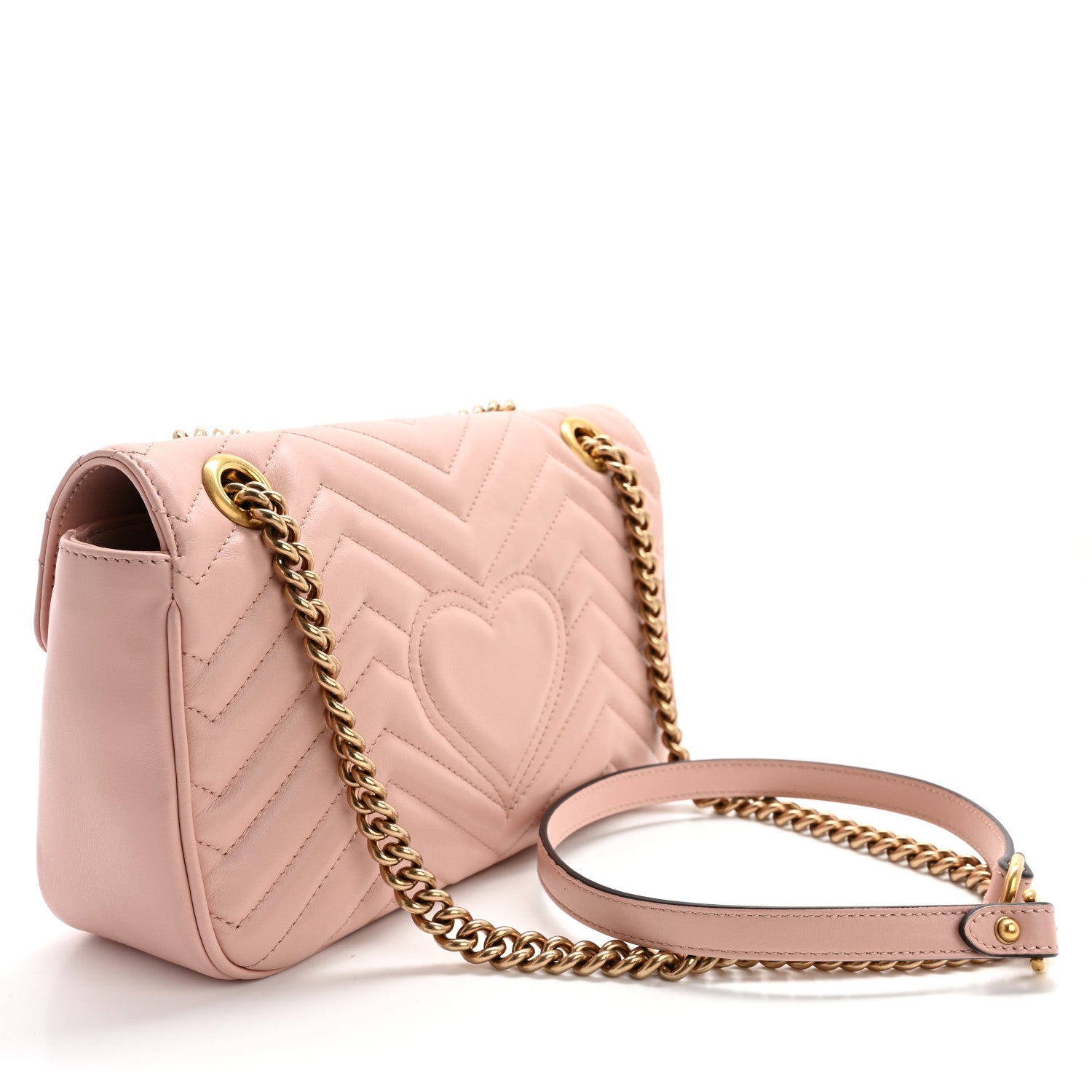 Gucci Calfskin Matelasse Small GG Marmont Shoulder Bag Perfect Pink 3 of 13