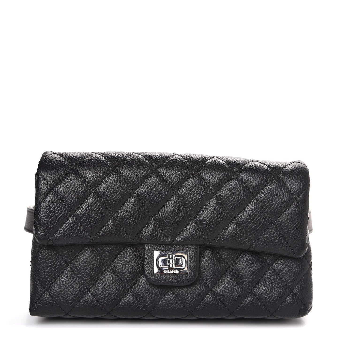 Grained Calfskin Quilted 2.55 Reissue Flap Belt Bag Clutch Black