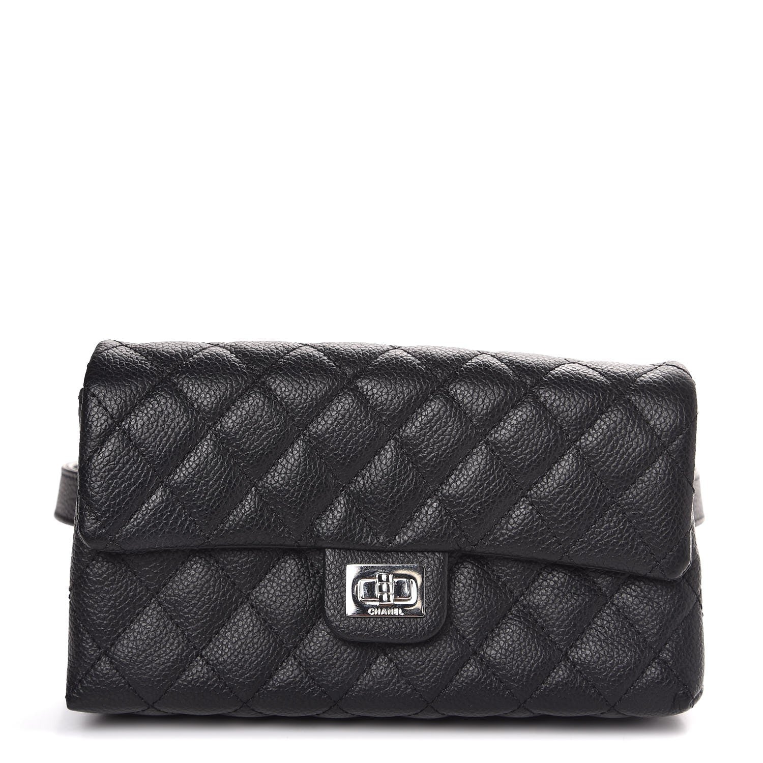 Chanel Grained Calfskin Quilted 2.55 Reissue Flap Belt Bag Clutch Black 1 of 7