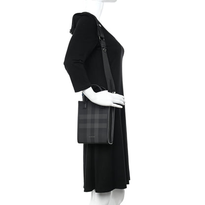 Burberry E-Canvas Mini Denny Check Tote Charcoal 2 of 10