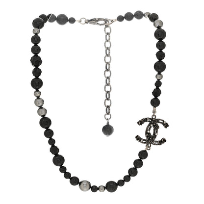Chanel Pearl Crystal CC Camellia Necklace Ruthenium Black 3 of 6