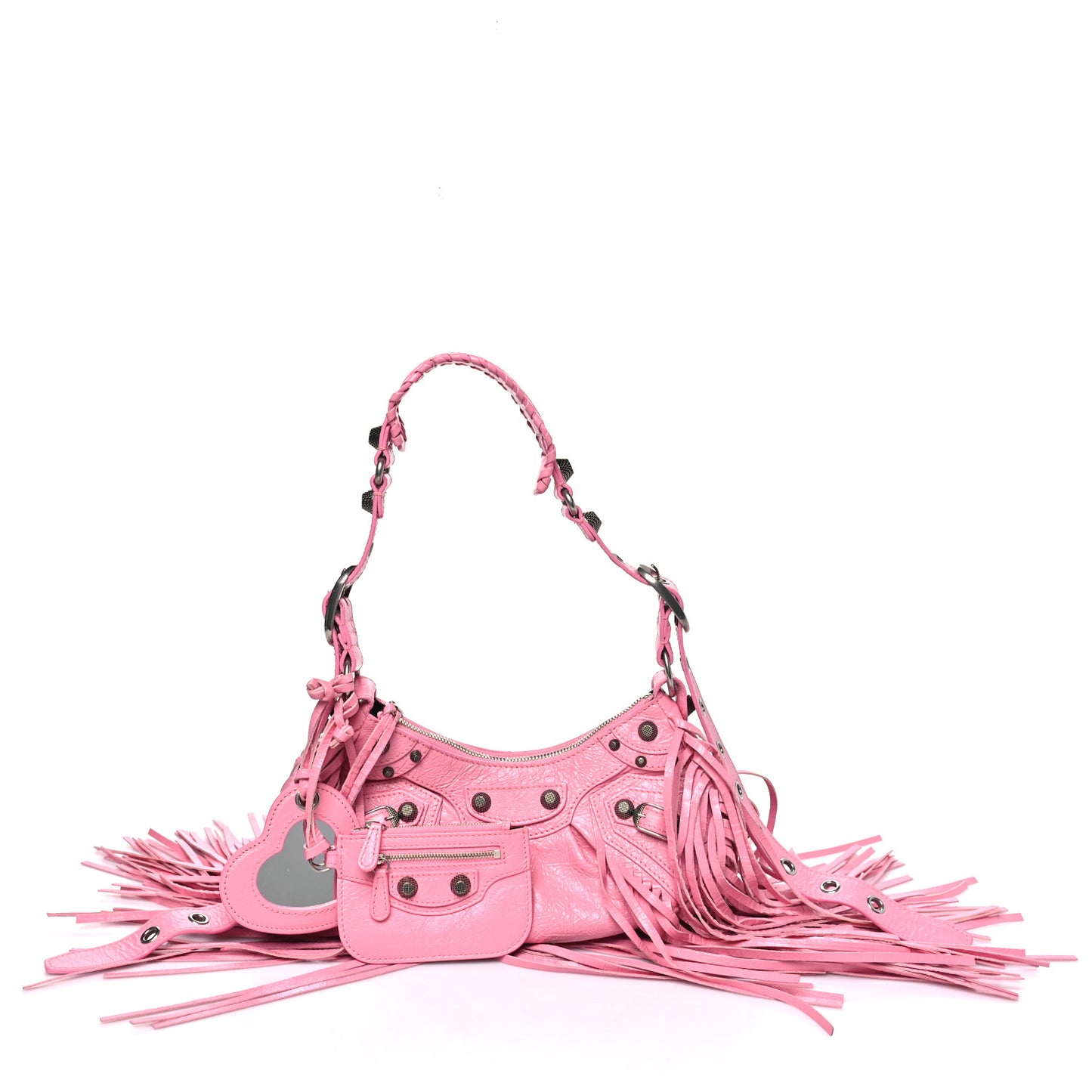 Agneau Arena Le Cagole Fringe Shoulder Bag XS Sweet Pink
