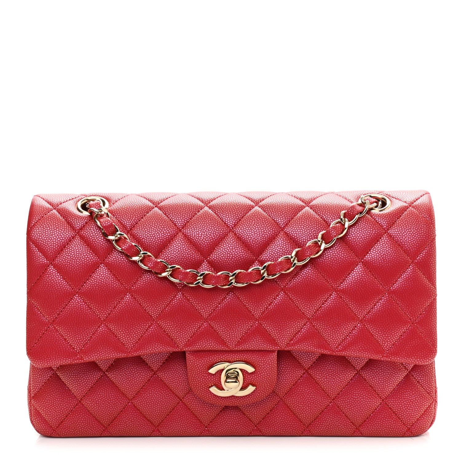 Chanel Iridescent Caviar Quilted Medium Double Flap Red 1 of 10
