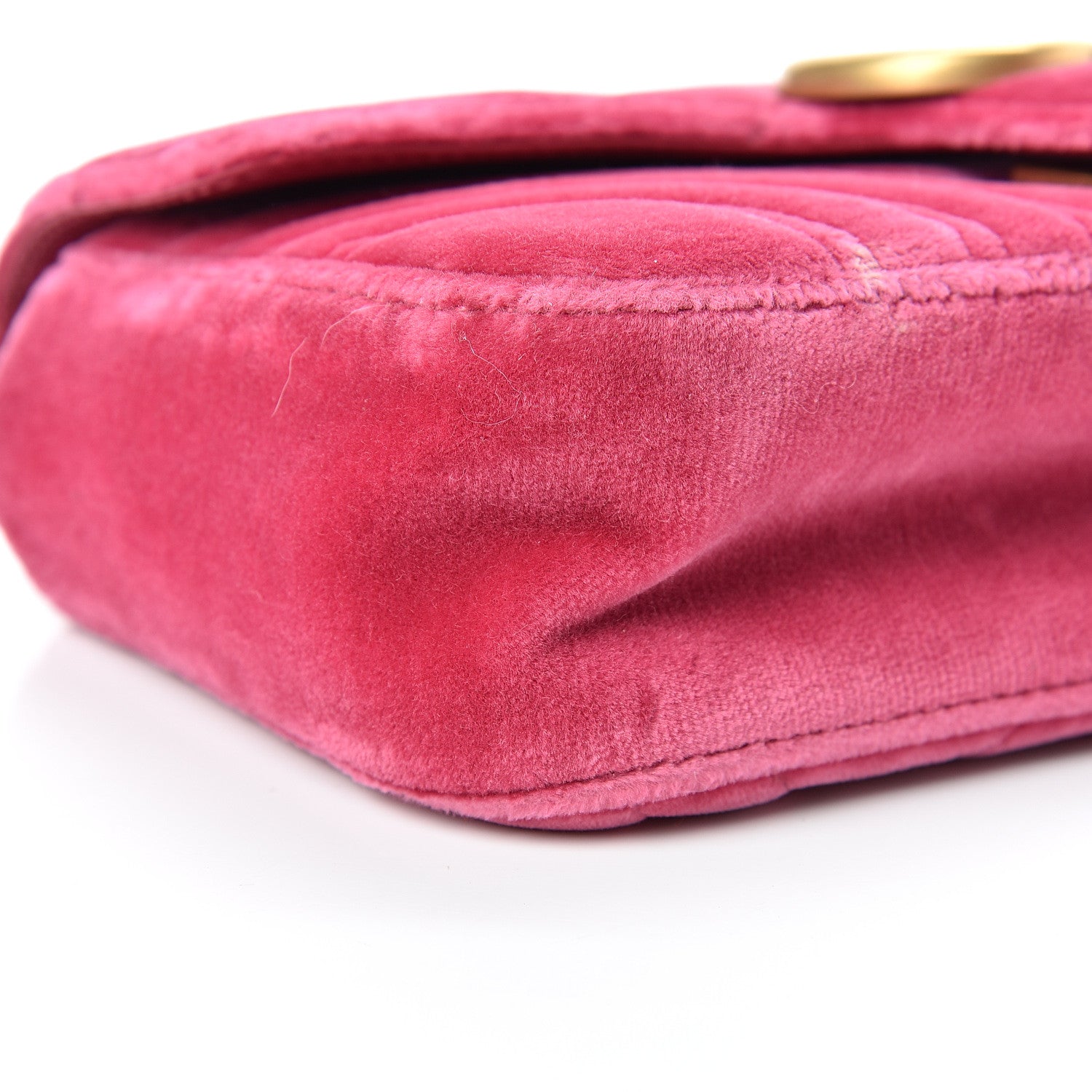 Gucci Velvet Matelasse Mini GG Marmont Shoulder Bag Light Raspberry Rose 8 of 12