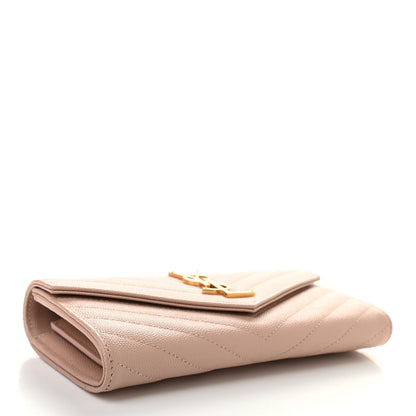 Saint Laurent Grain De Poudre Matelasse Chevron Monogram Wallet Pale Pink 4 of 10