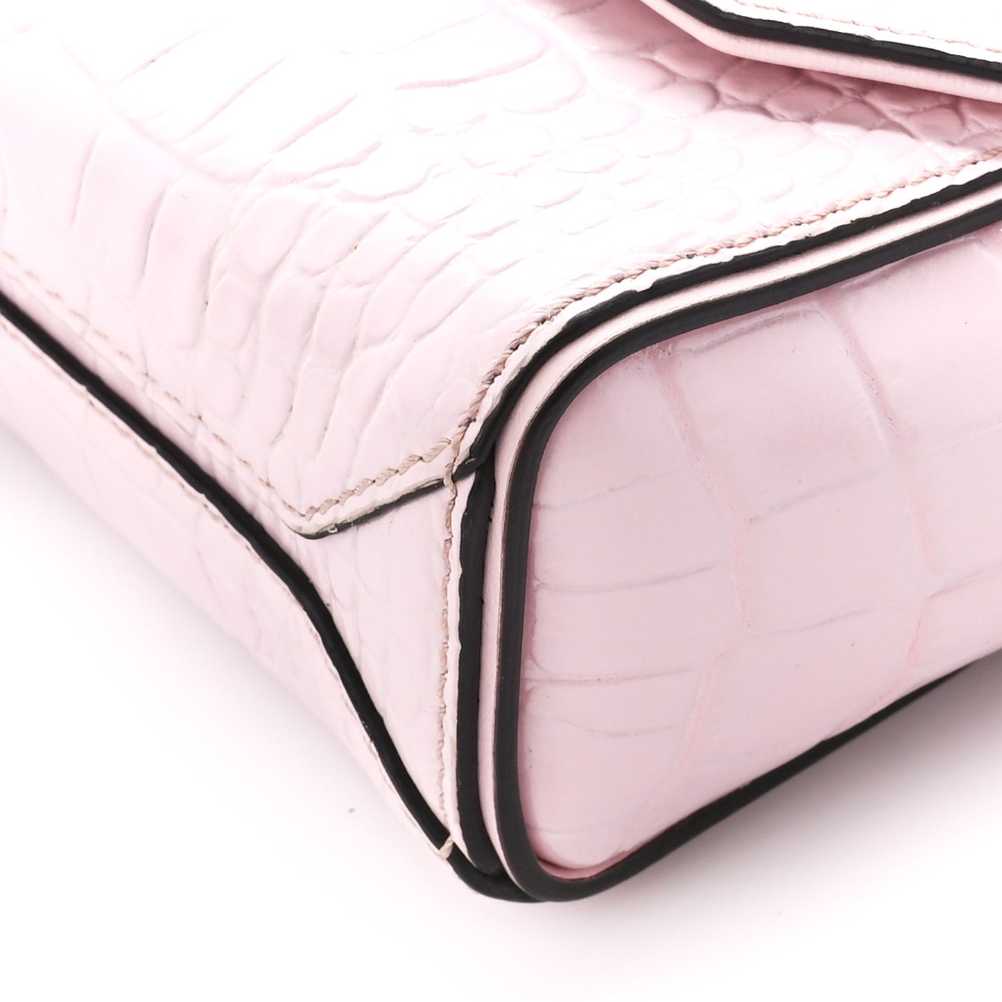 Calfskin Crocodile Embossed Mini Eden Top Handle Pink