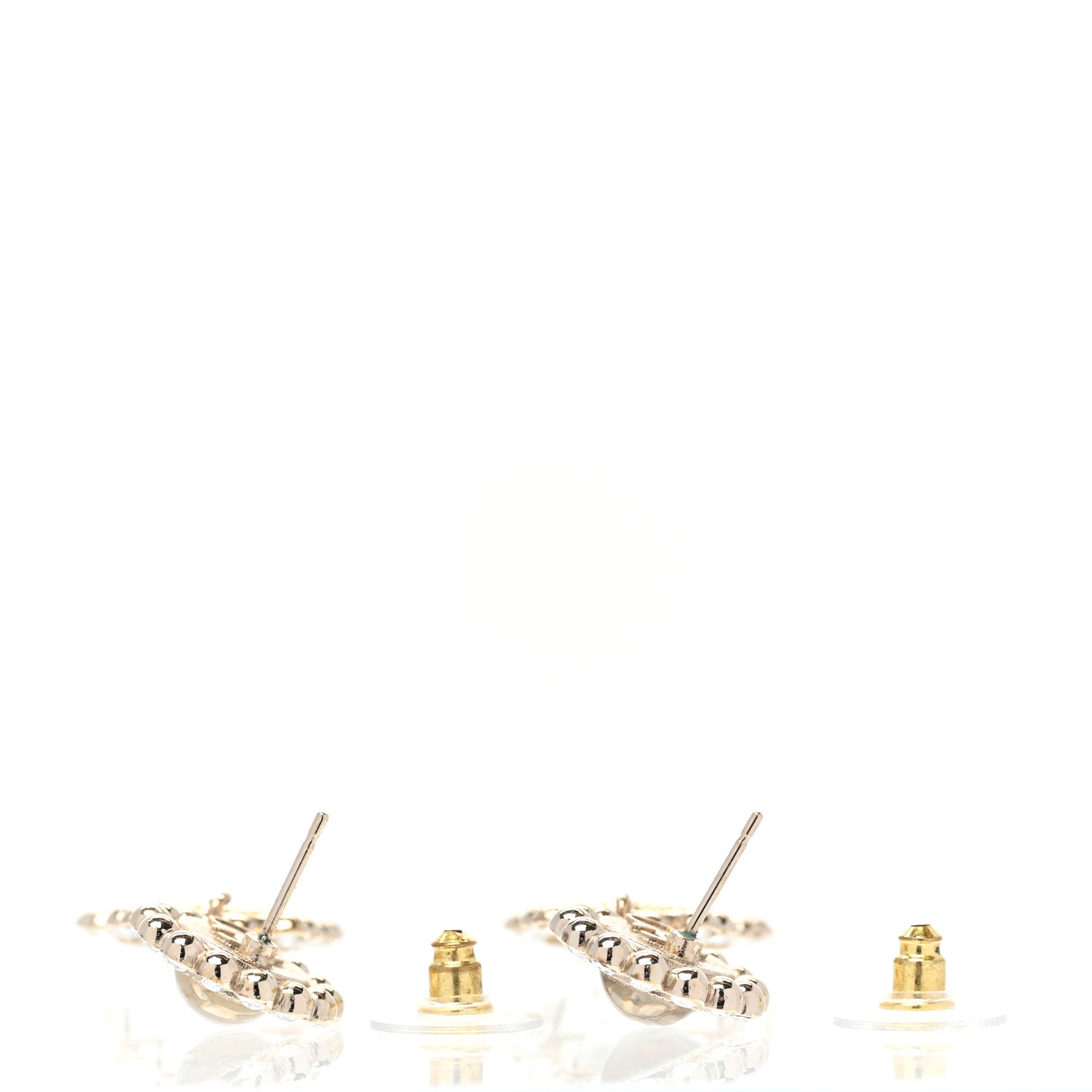 Chanel Resin Crystal Pearl Perfume Bottle Drop Earrings Gold White 3 of 4