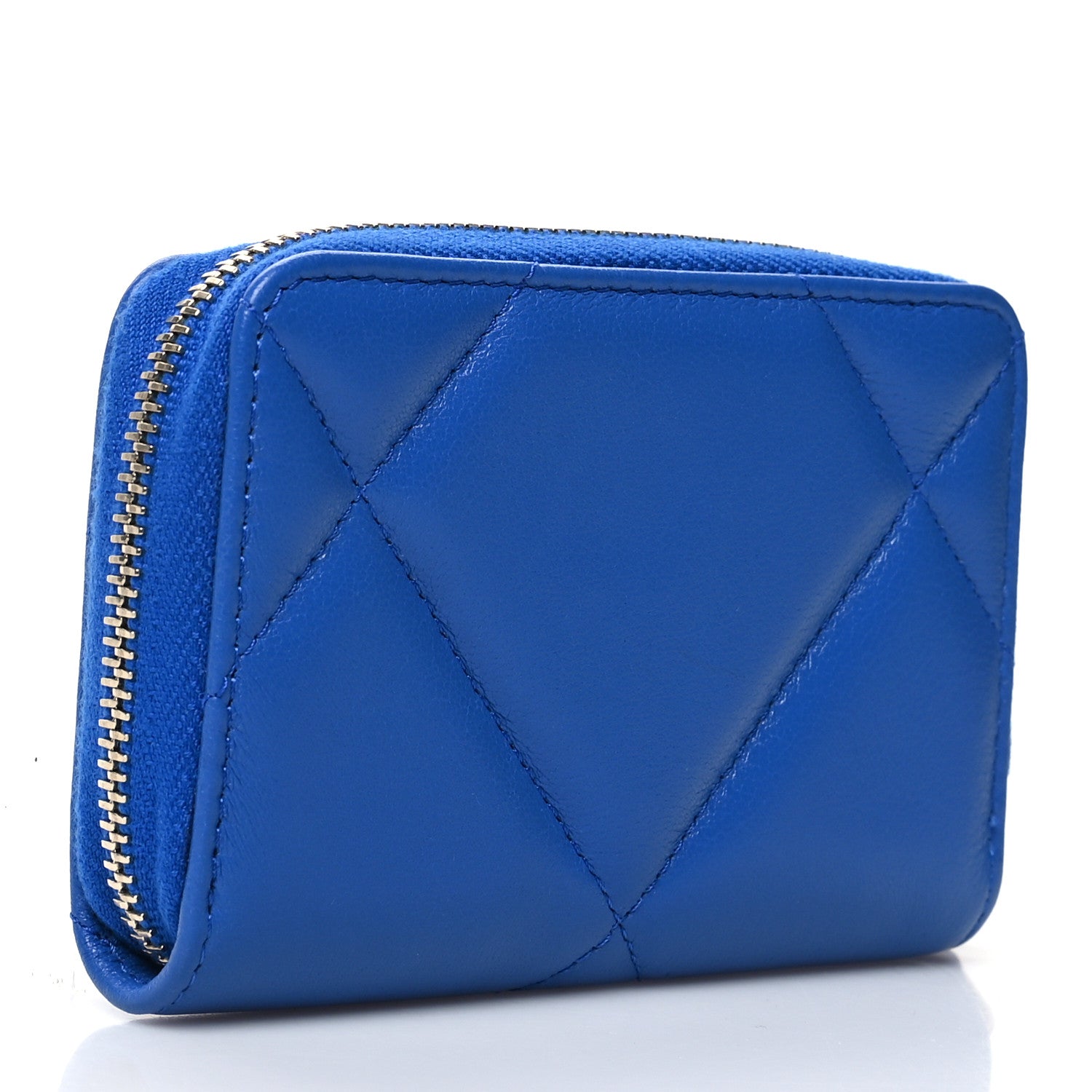 Chanel Lambskin Quilted Chanel 19 Zip Around Coin Purse Wallet Dark Blue 3 of 11