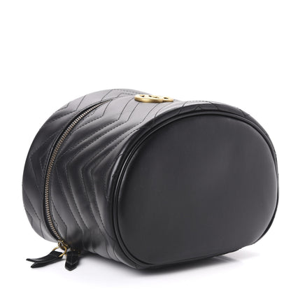Gucci Calfskin Matelasse Small GG Marmont Vanity Cosmetic Case Black 4 of 10