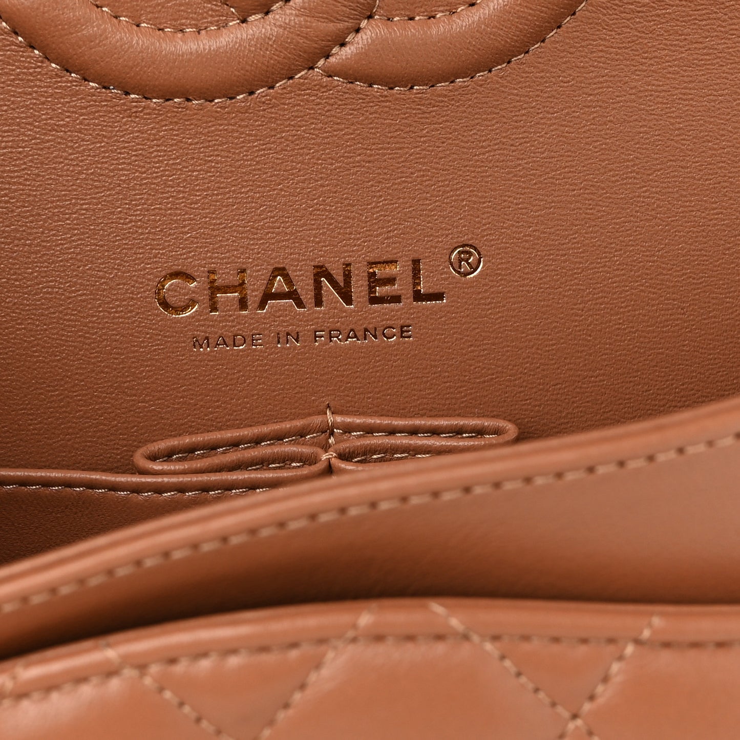 Lambskin Quilted Medium Double Flap Brown