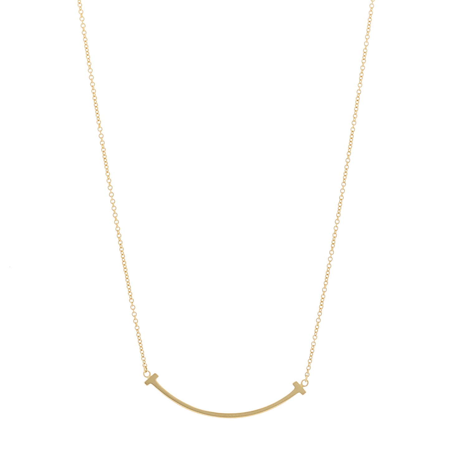 18K Yellow Gold Small T Smile Pendant Necklace