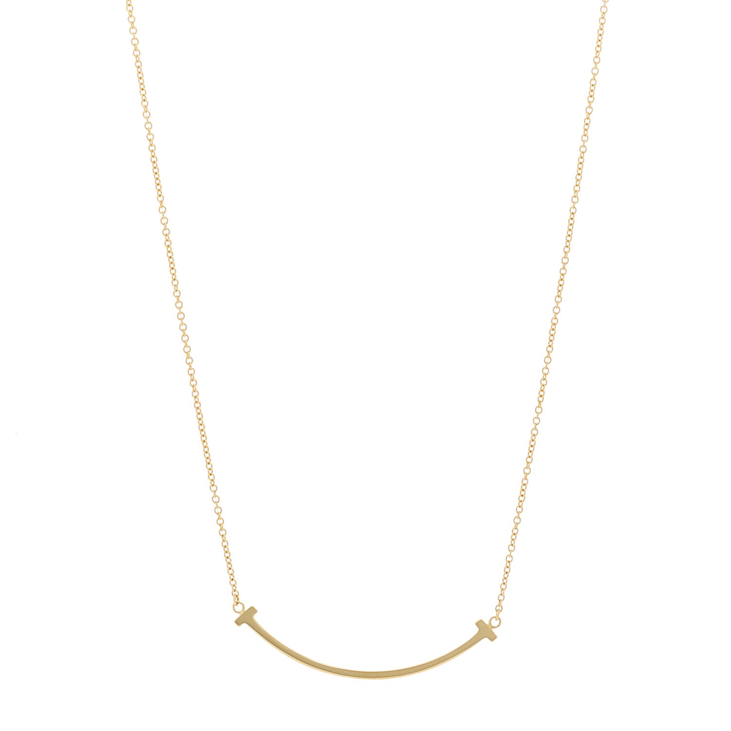 Tiffany 18K Yellow Gold Small T Smile Pendant Necklace 1 of 5