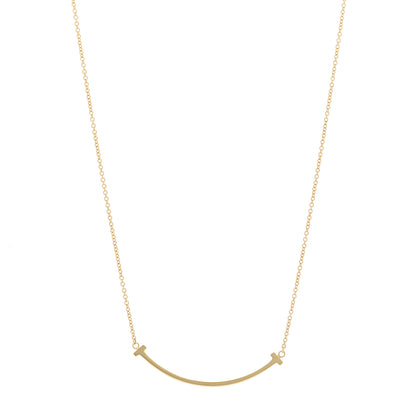 Tiffany 18K Yellow Gold Small T Smile Pendant Necklace 1 of 5