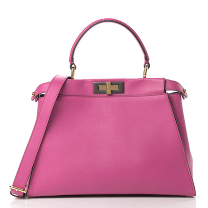 Fendi Vitello Seta Medium Peekaboo Iconic Satchel Magenta 3 of 12