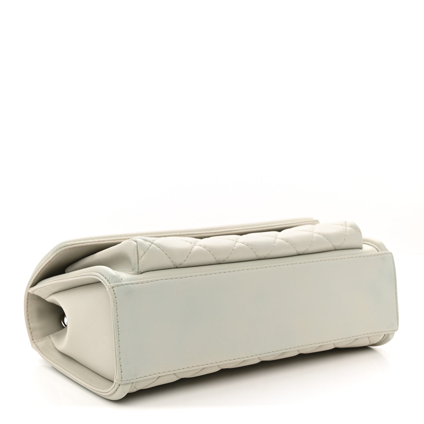 Lambskin Quilted Large Geometric Flap Light Grey Light Grey