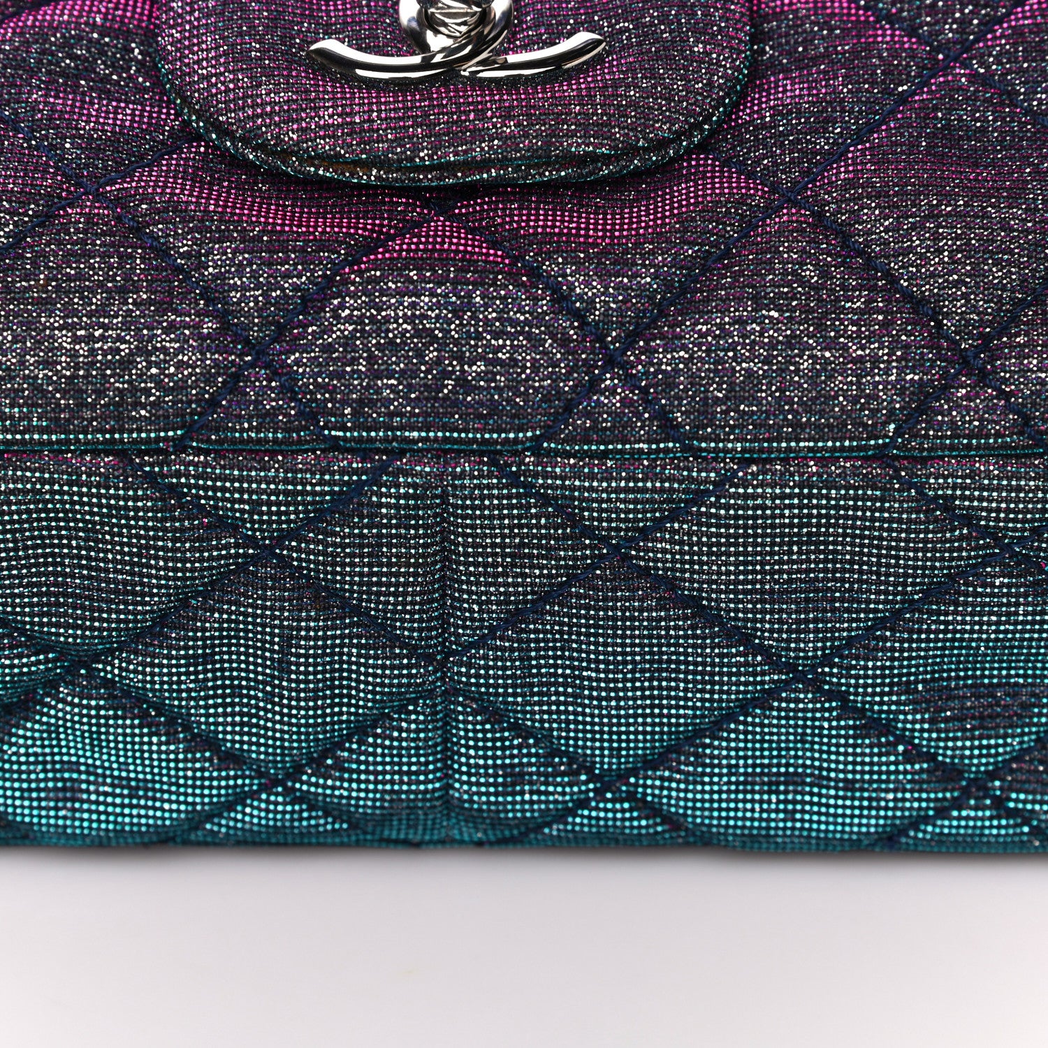 Chanel Iridescent Glitter Fabric Jumbo Single Flap Multicolor 13 of 16