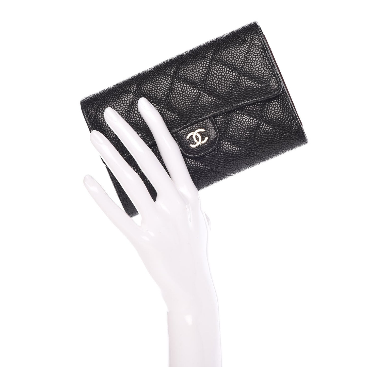 Caviar Quilted Medium Flap Wallet Black