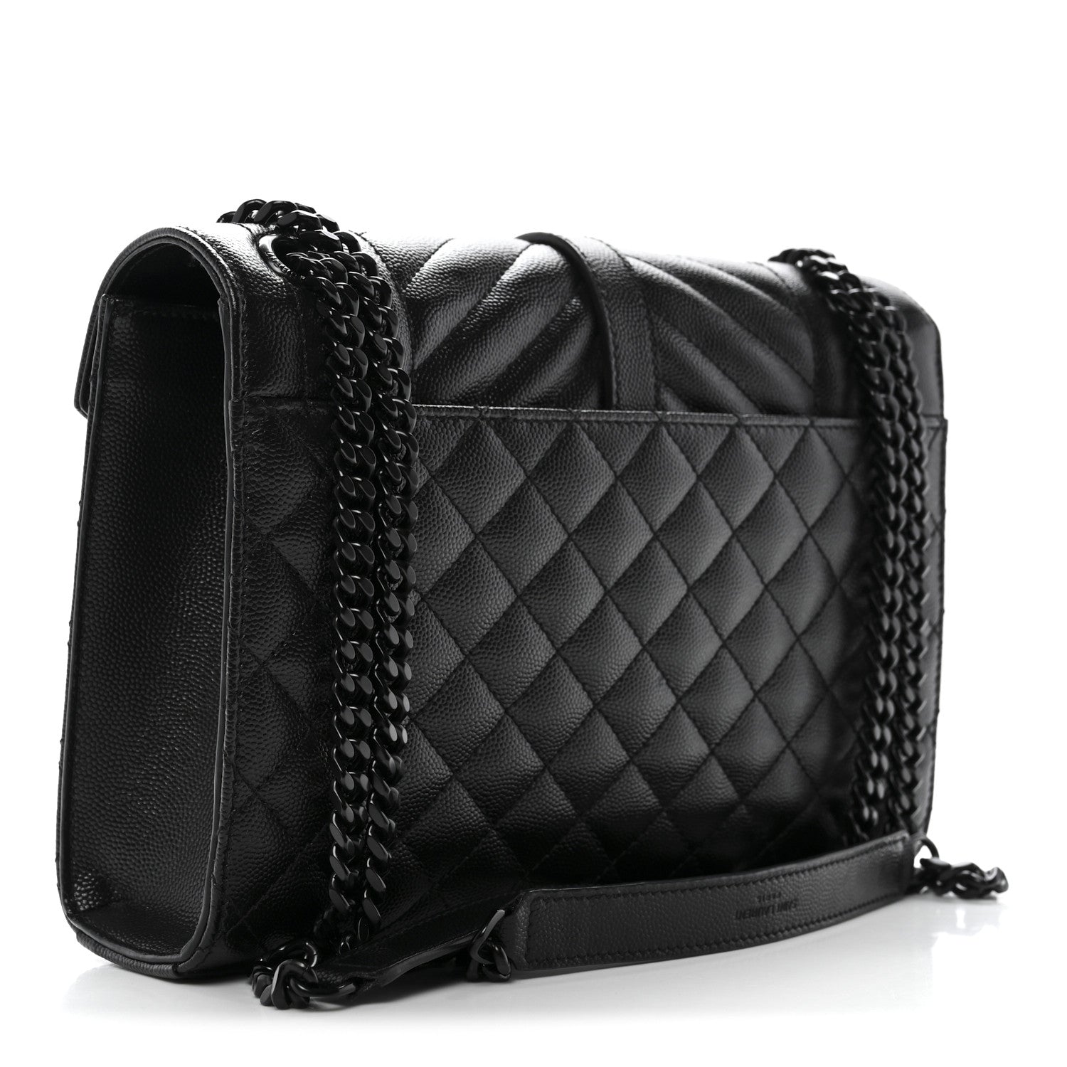 Saint Laurent Grain De Poudre Textured Mixed Matelasse Triquilt Medium Monogram Monochrome Satchel Black 3 of 11