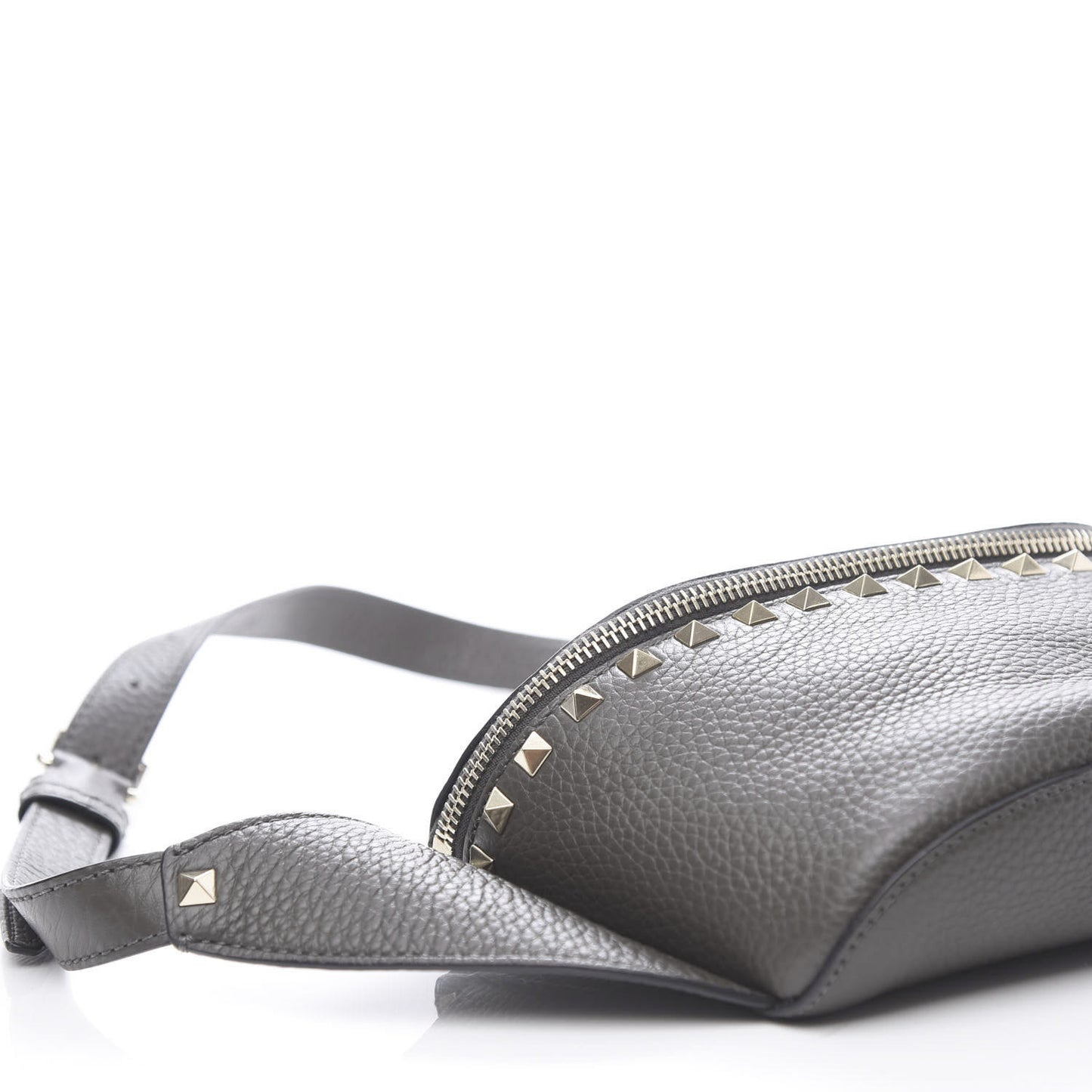 Grained Calfskin Rockstud Belt Bag 95 Graphite