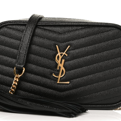 Saint Laurent Grain De Poudre Matelasse Monogram Mini Lou Camera Bag Black 8 of 11