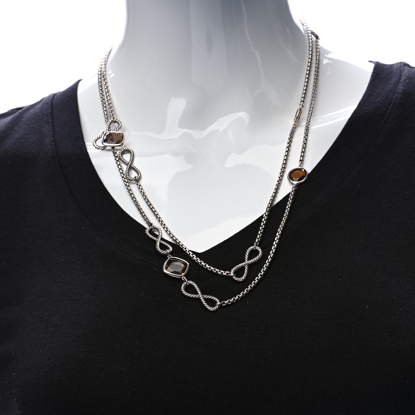 Sterling Silver Smoky Quartz Infinity Necklace