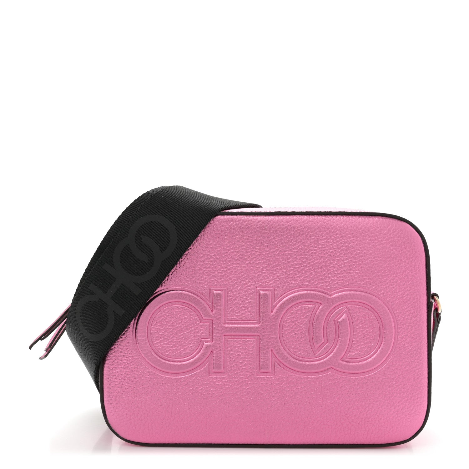 Jimmy Choo Metallic Calfskin Logo Camera Bag Peony 1 of 11