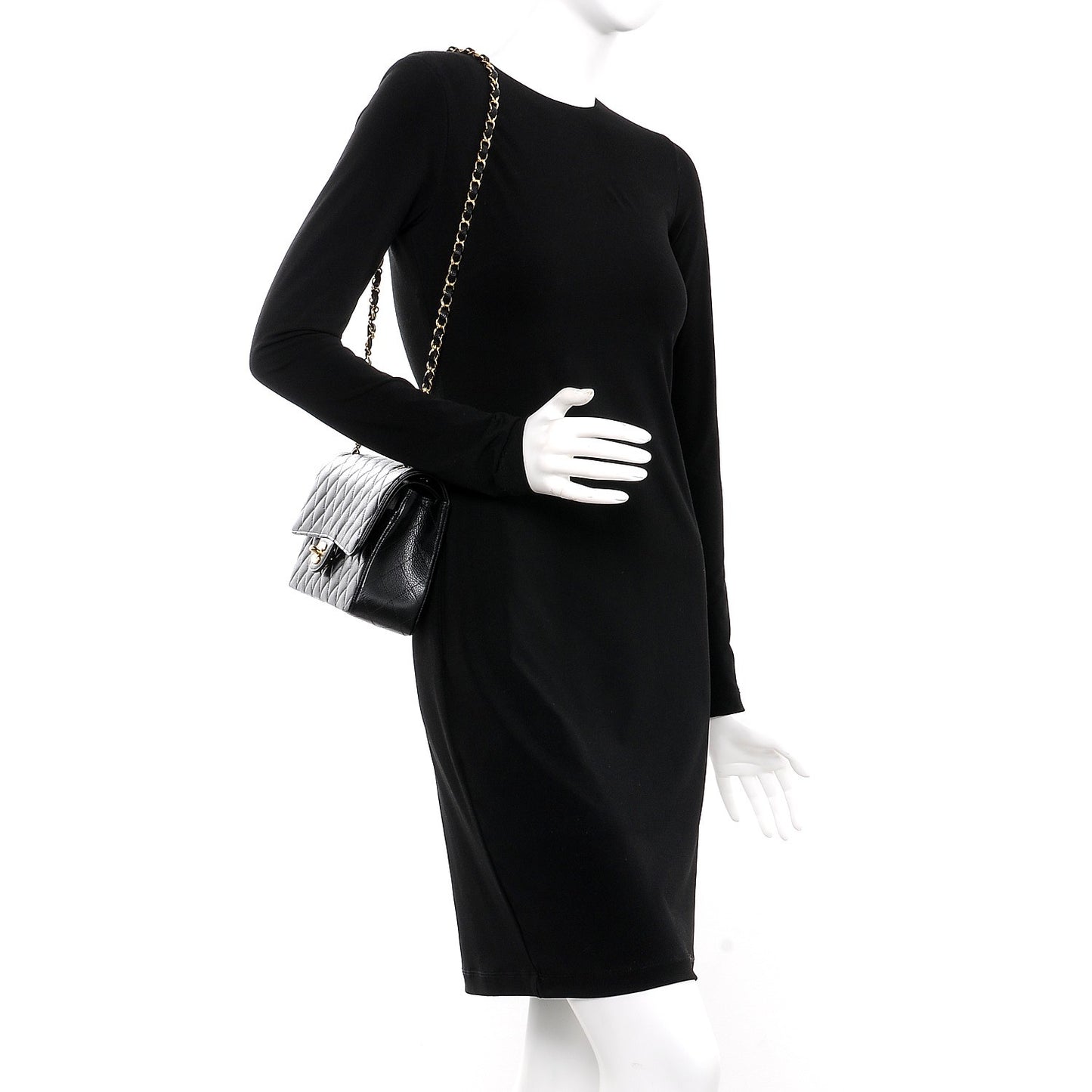 Caviar Quilted Medium Double Flap Black