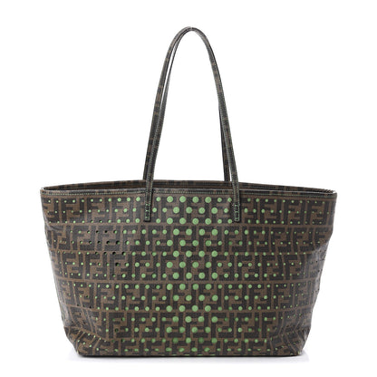 Fendi Zucca Spalmati Perforated Medium Roll Tote Tobacco Verde Pisel 1 of 9