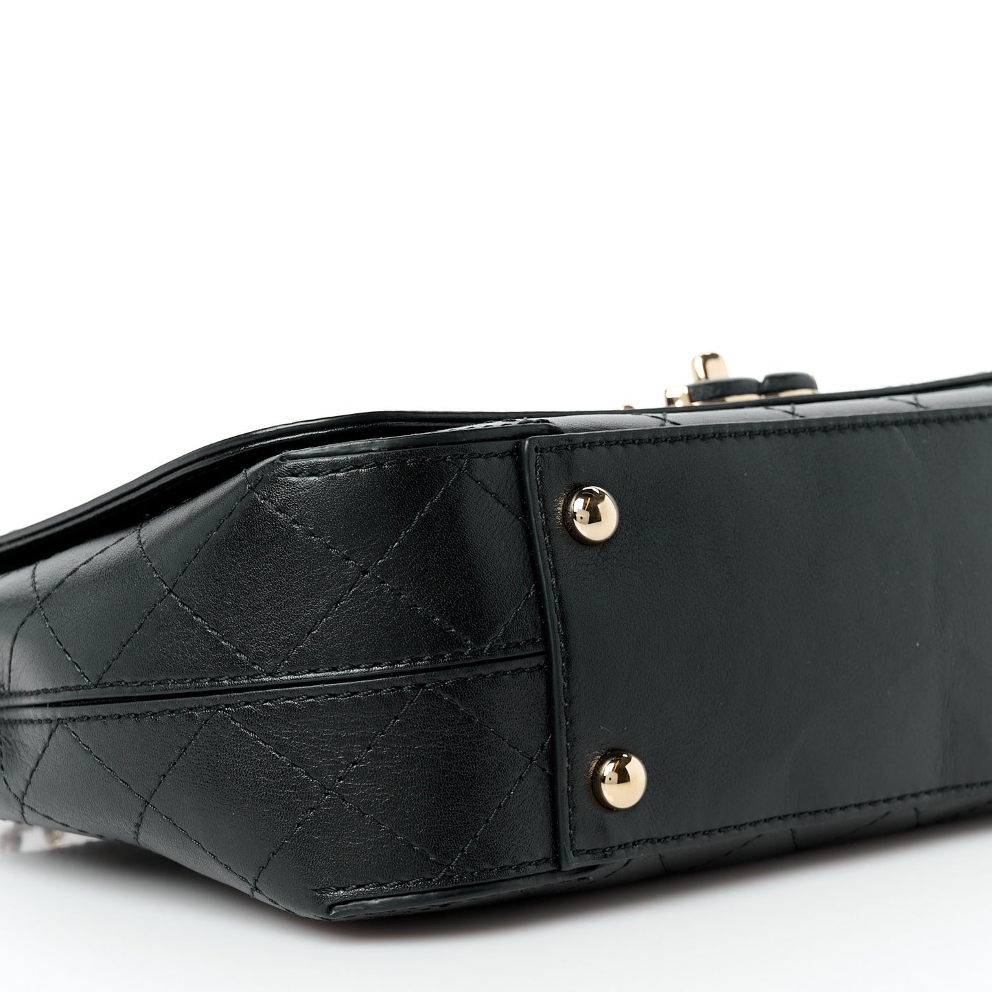 Calfskin Stitched CC Case Flap Bag Black