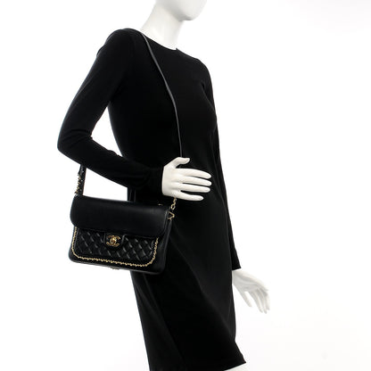Chanel Lambskin Quilted Large CC Unchained Crossbody Black 2 of 12