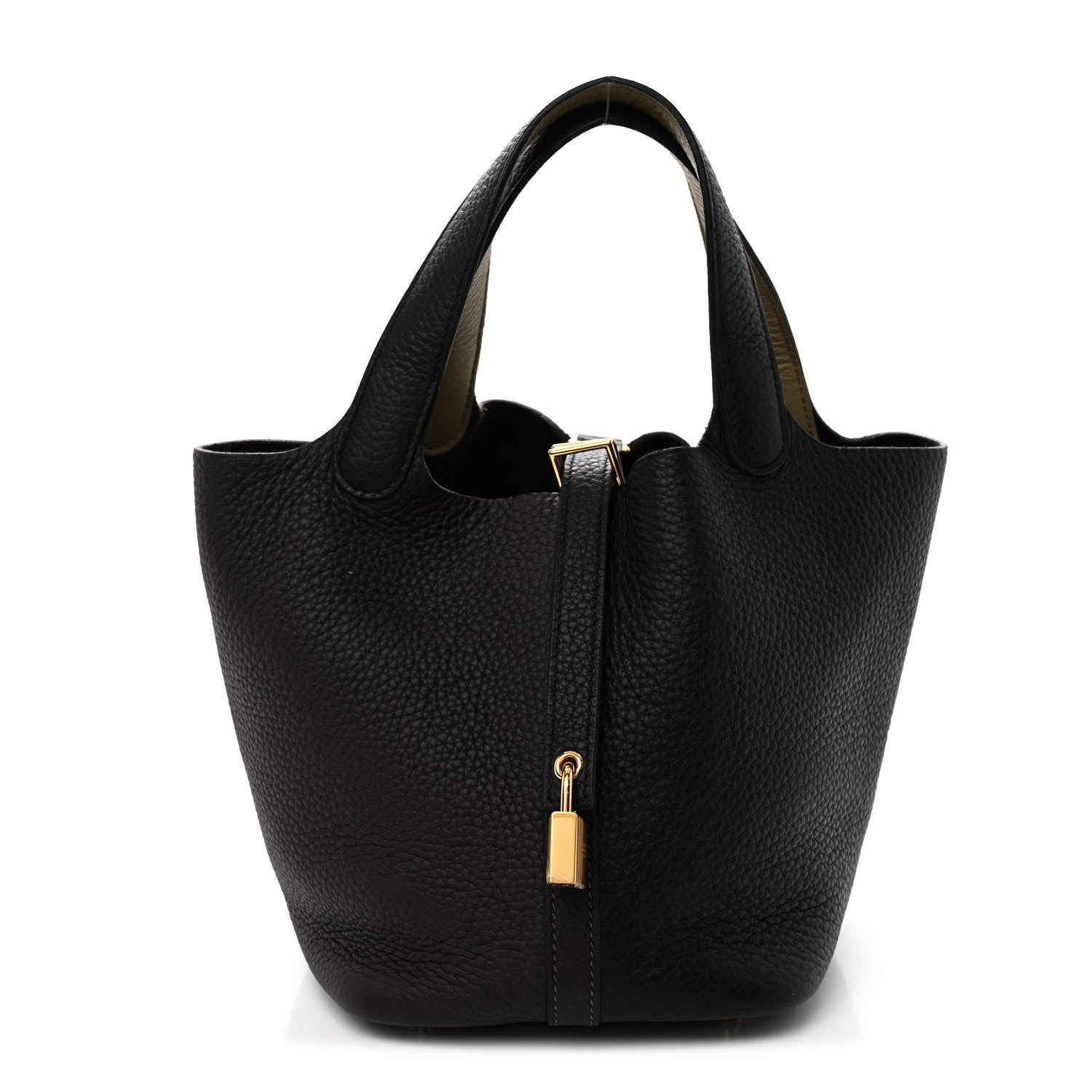 Hermes Taurillon Clemence Casaque Picotin Lock 18 PM Black Ebene Trench 1 of 11