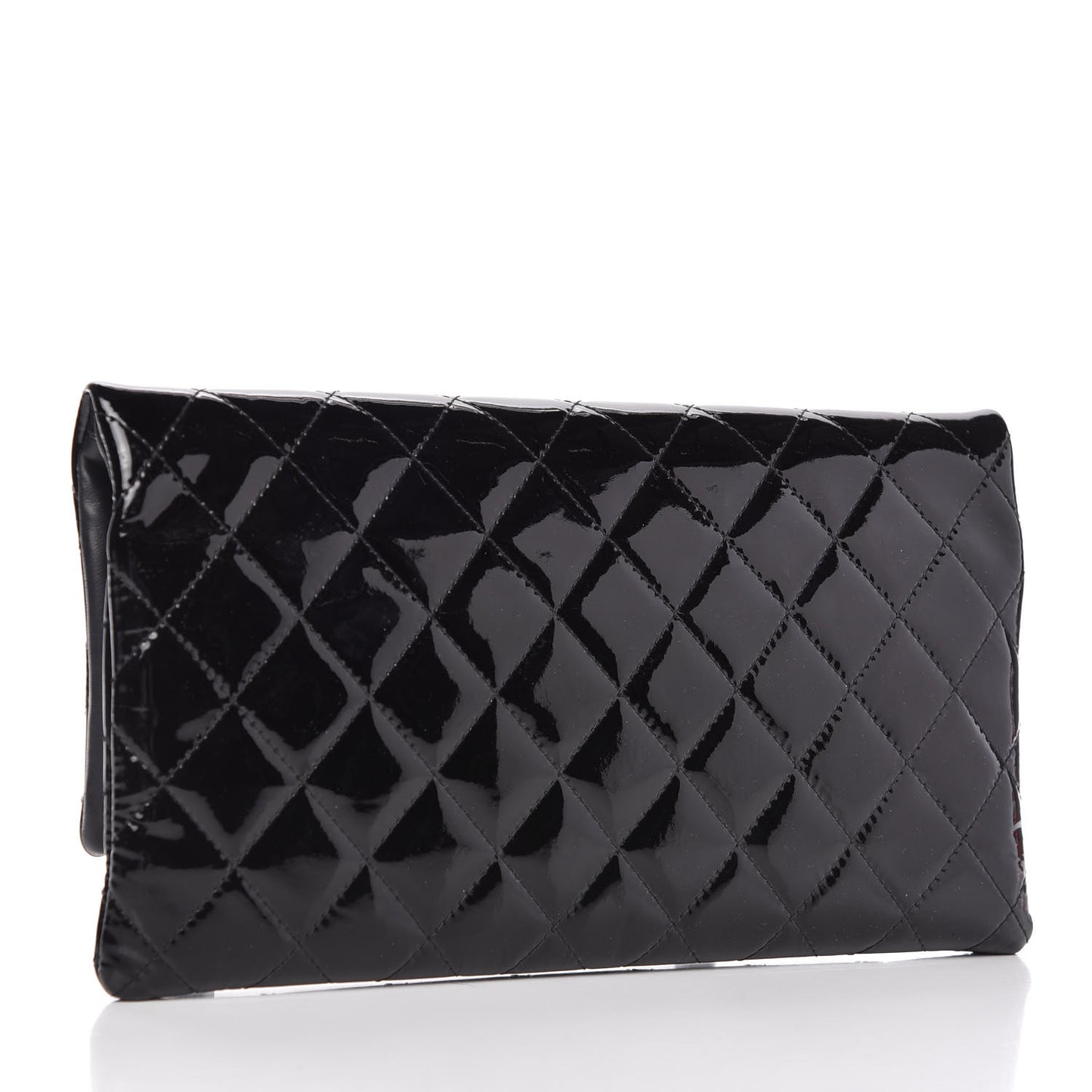Patent Calfskin Quilted Beauty CC Clutch Black