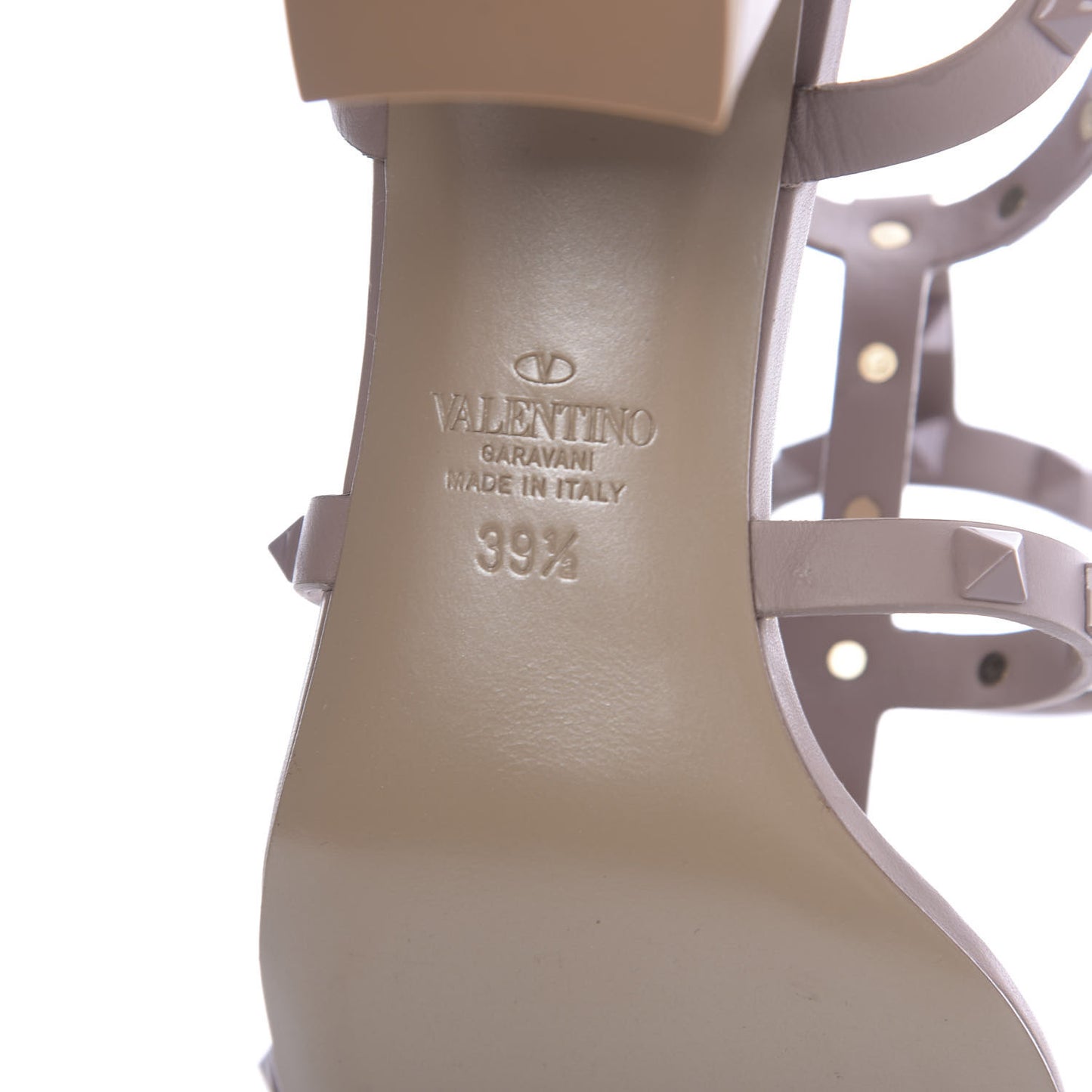Calfskin Rockstud 60mm City Sandals 39.5 Poudre