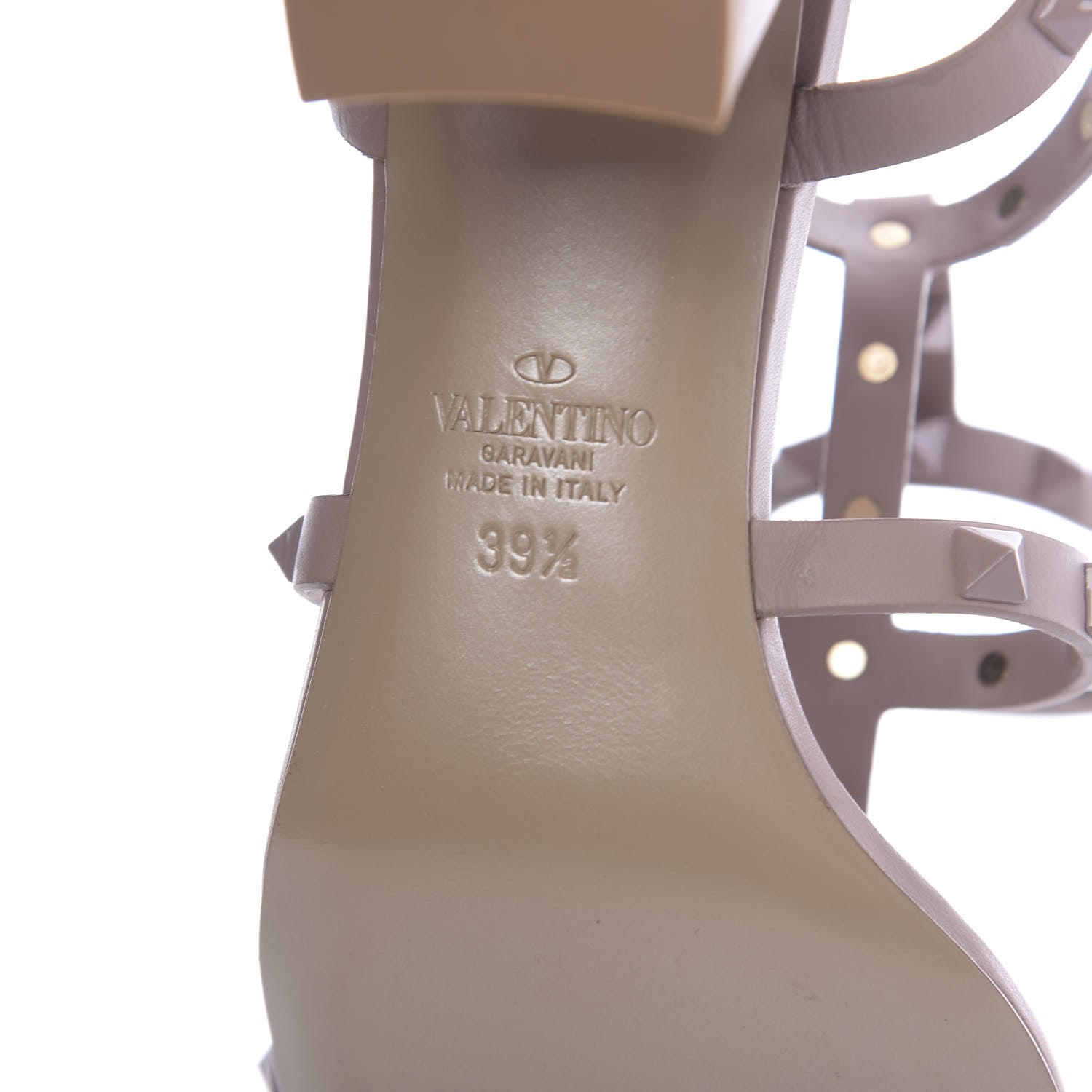 Valentino Garavani Calfskin Rockstud 60mm City Sandals 39.5 Poudre 7 of 10
