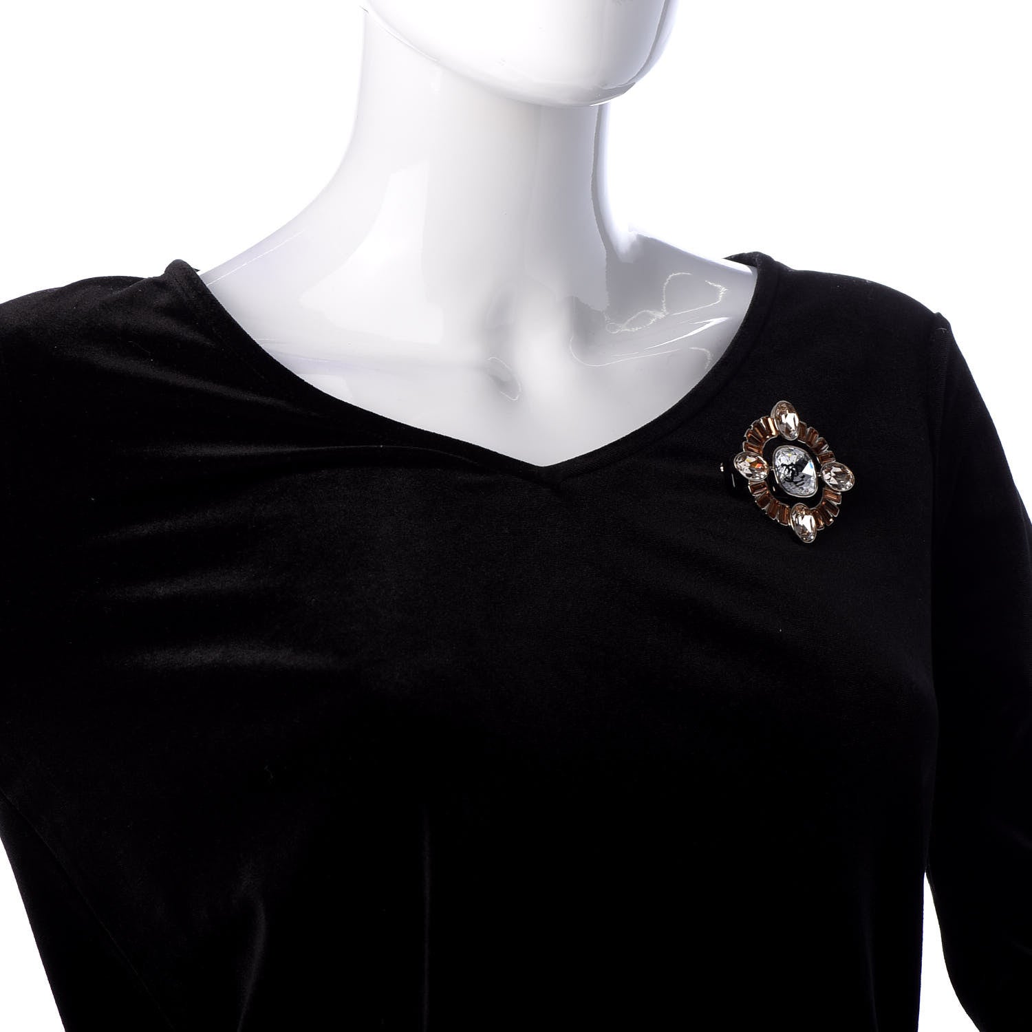 Chanel Baguette Crystal Resin CC Brooch Gold Beige 2 of 5