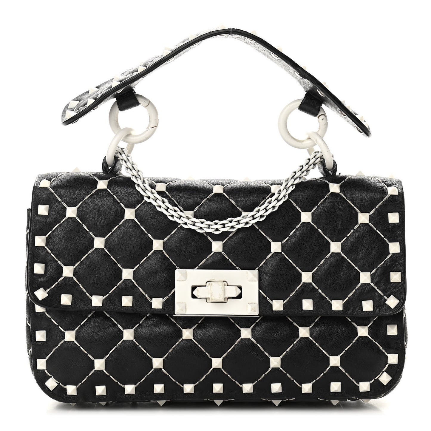 Lambskin Small Free Rockstud Spike Shoulder Bag Black