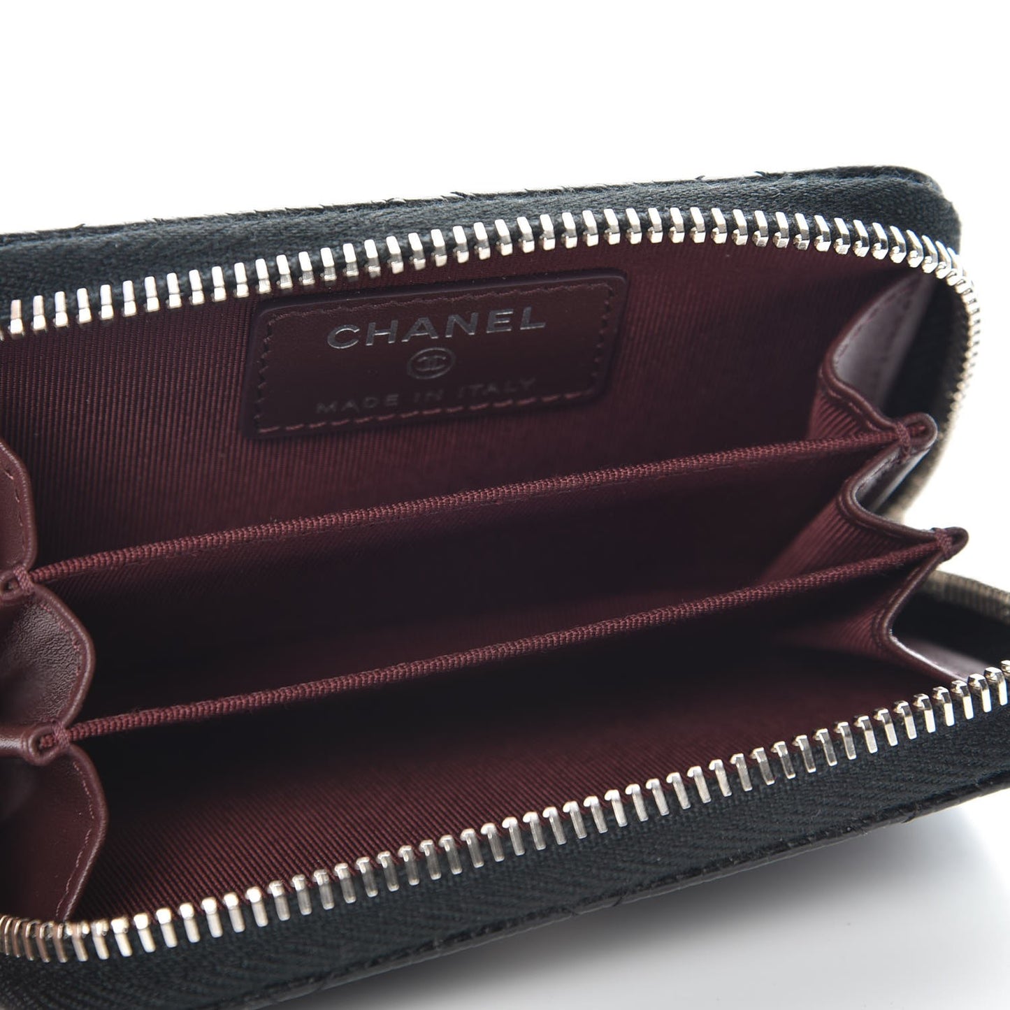 Caviar Quilted Zip Coin Purse Black