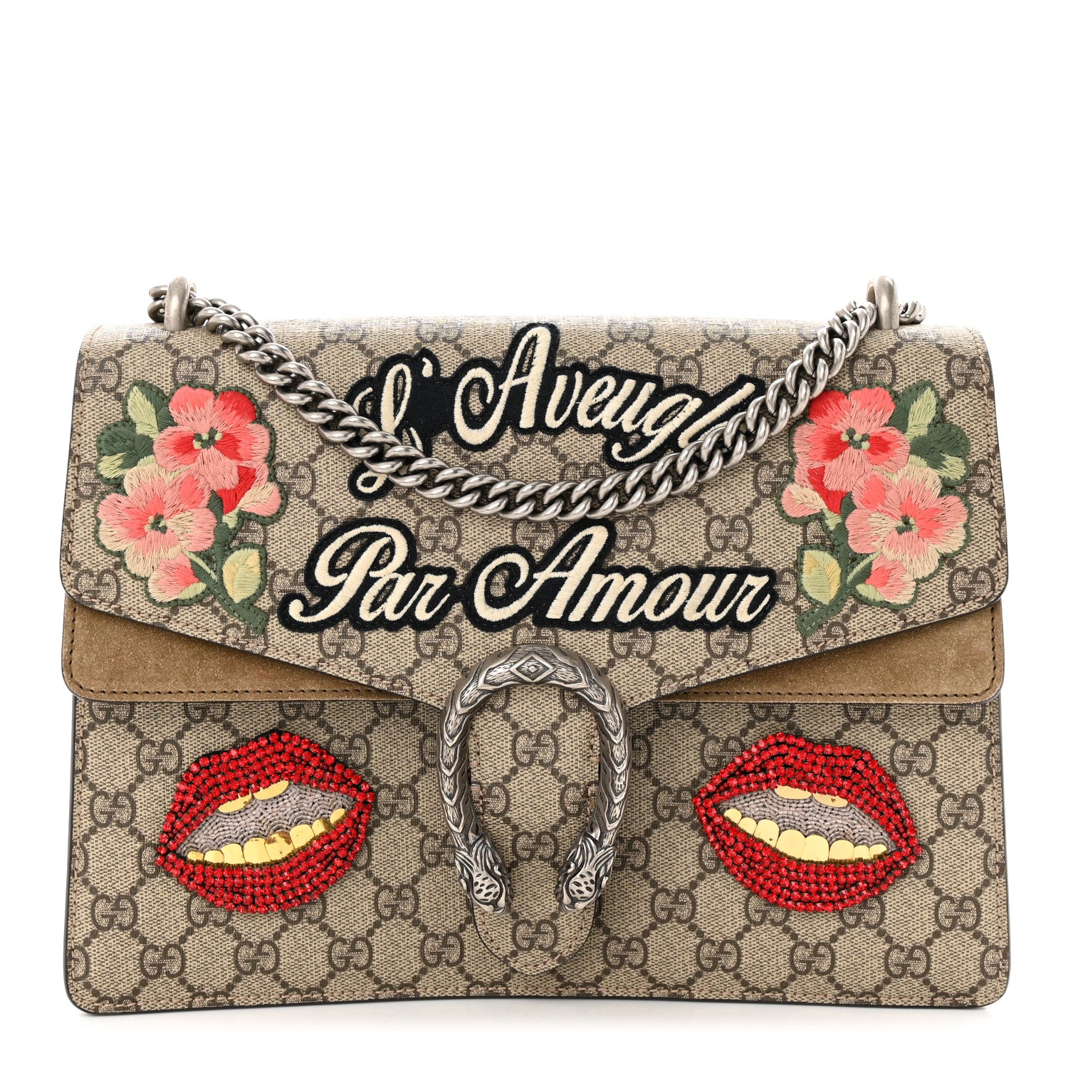Gucci GG Supreme Monogram L'Aveugle Par Amour Embroidered Medium Dionysus Shoulder Bag Multicolor 1 of 15