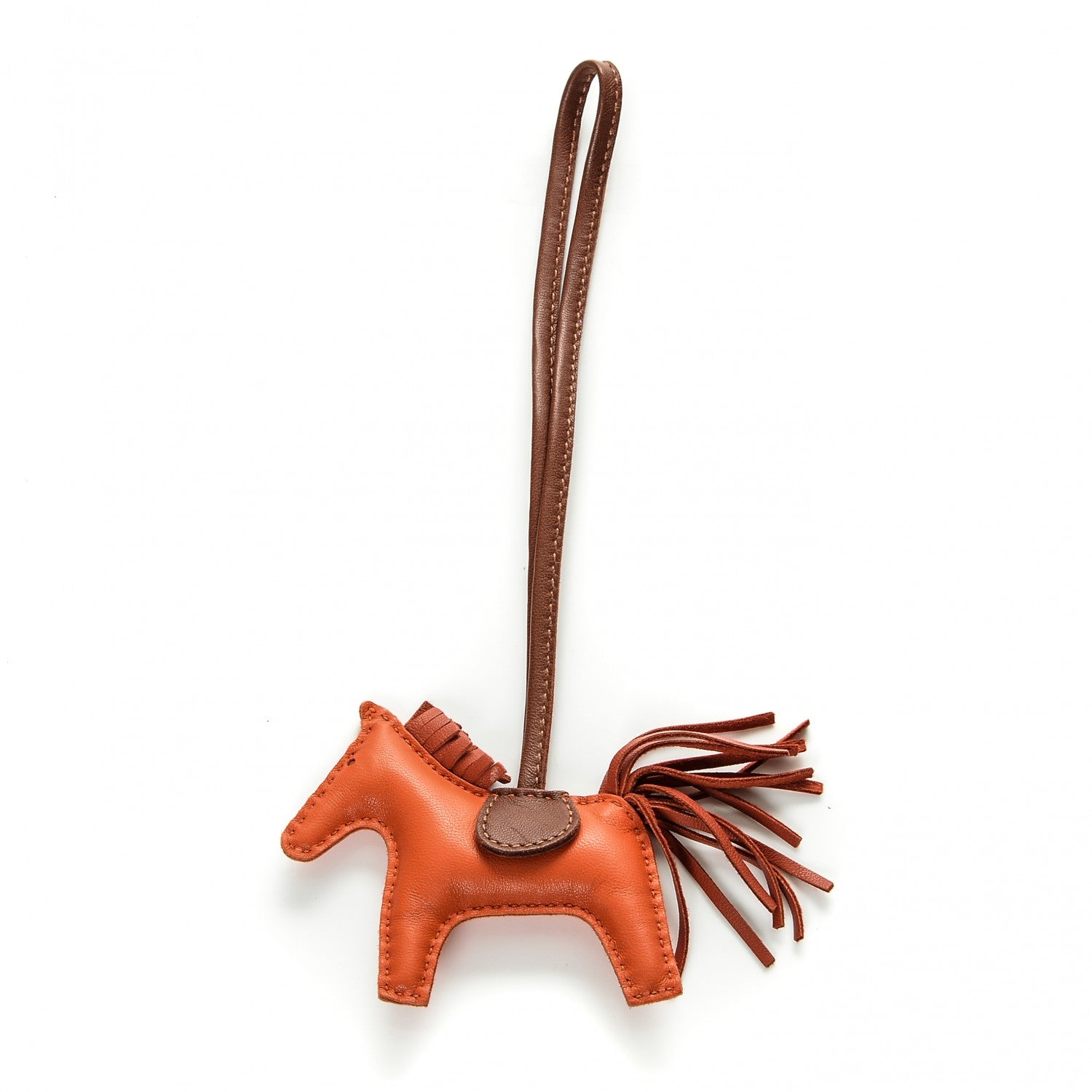 Hermes Milo Lambskin Grigri Rodeo Horse Bag Charm PM Feu Cornaline Fauve 1 of 3