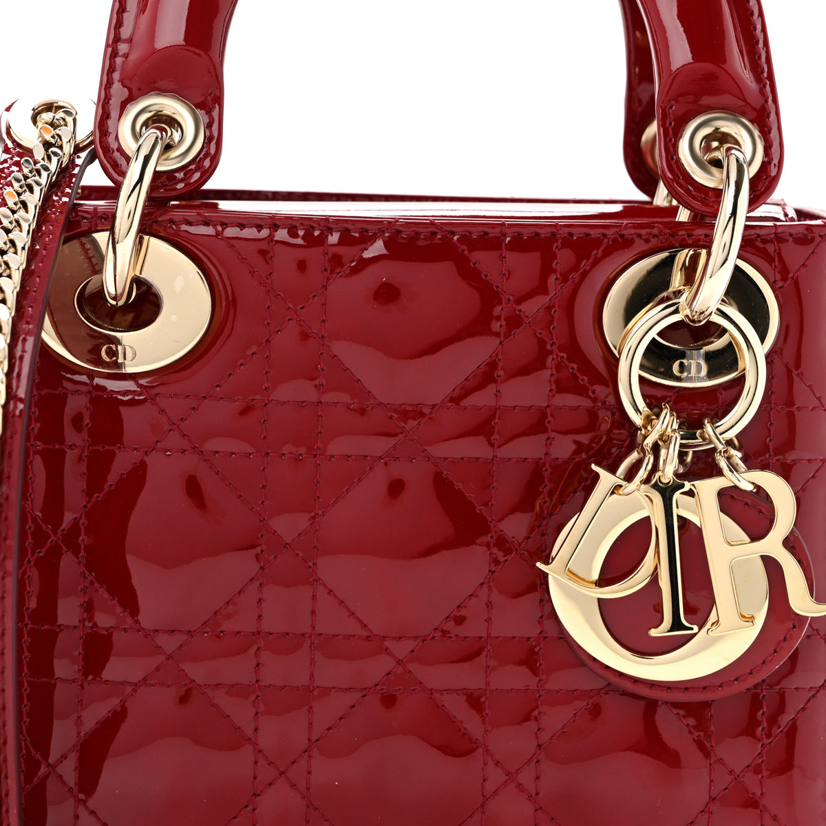 Patent Cannage Mini Lady Dior Red