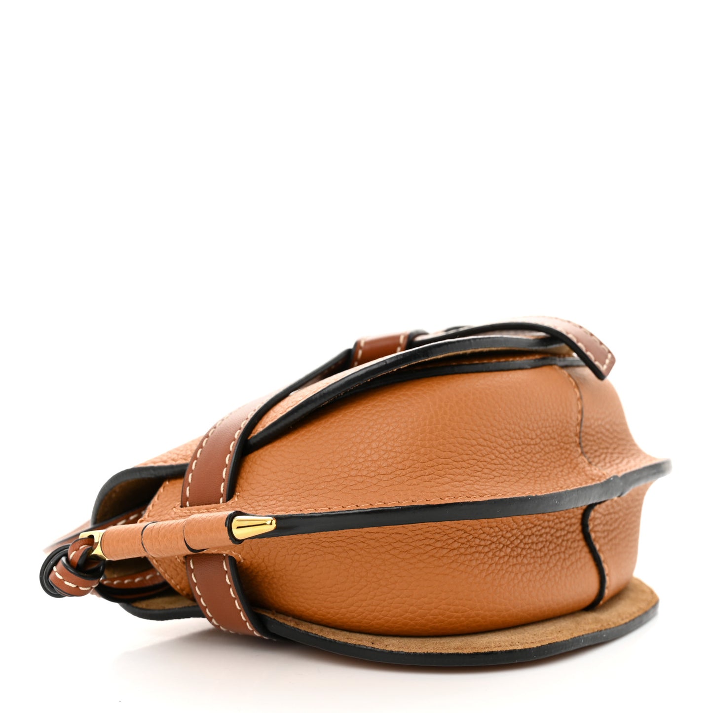 Grained Calfskin Mini Gate Crossbody Bag Caramel Pecan