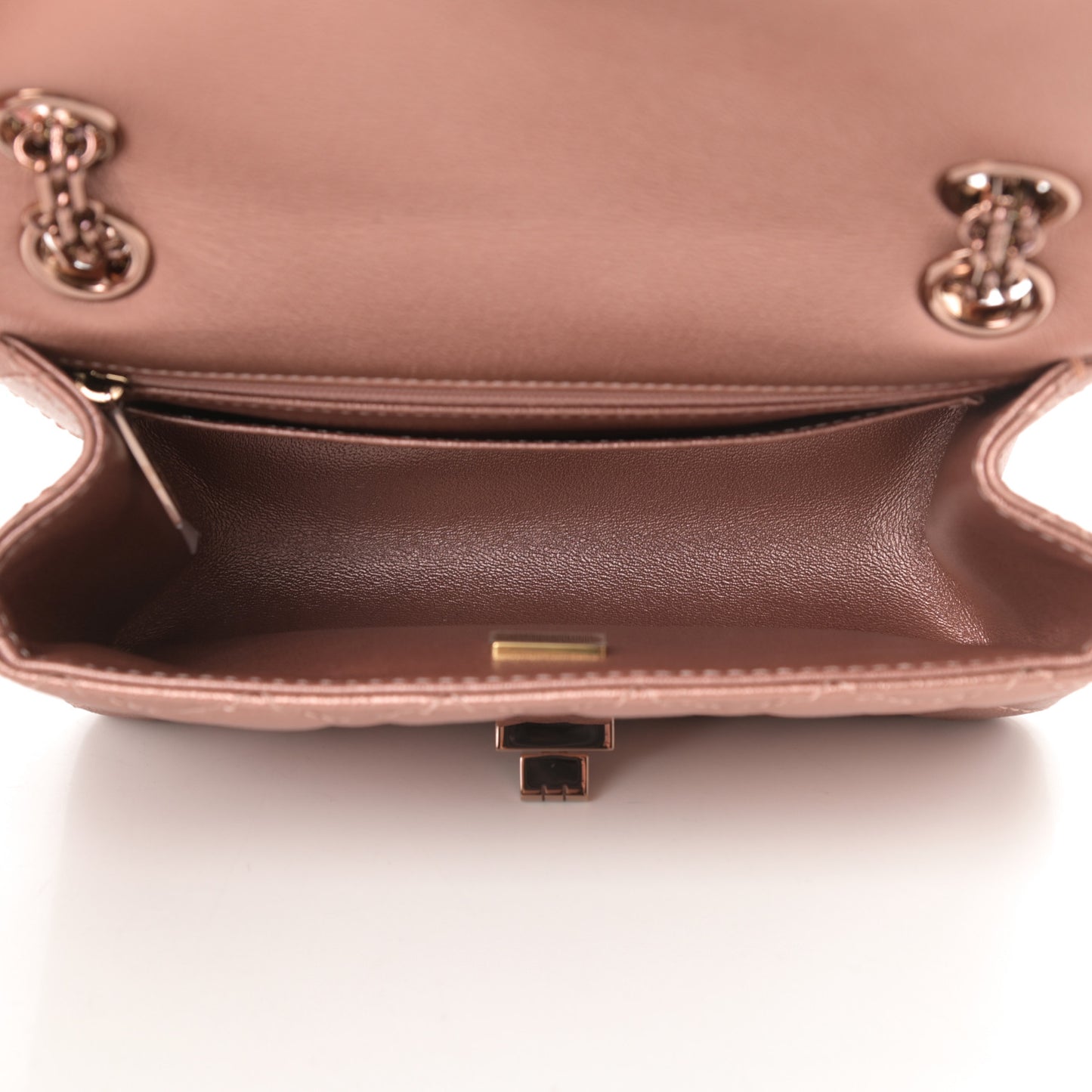 Metallic Grained Calfskin Quilted 2.55 Reissue Mini Flap Copper Pink