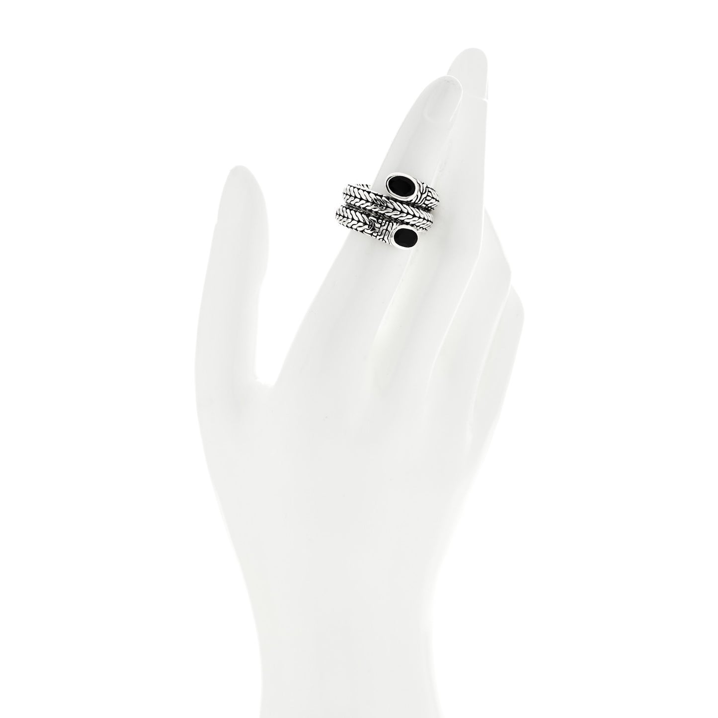 Sterling Silver Black Onyx Batu Coil Ring 54 7