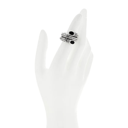 John Hardy Sterling Silver Black Onyx Batu Coil Ring 54 7 2 of 5