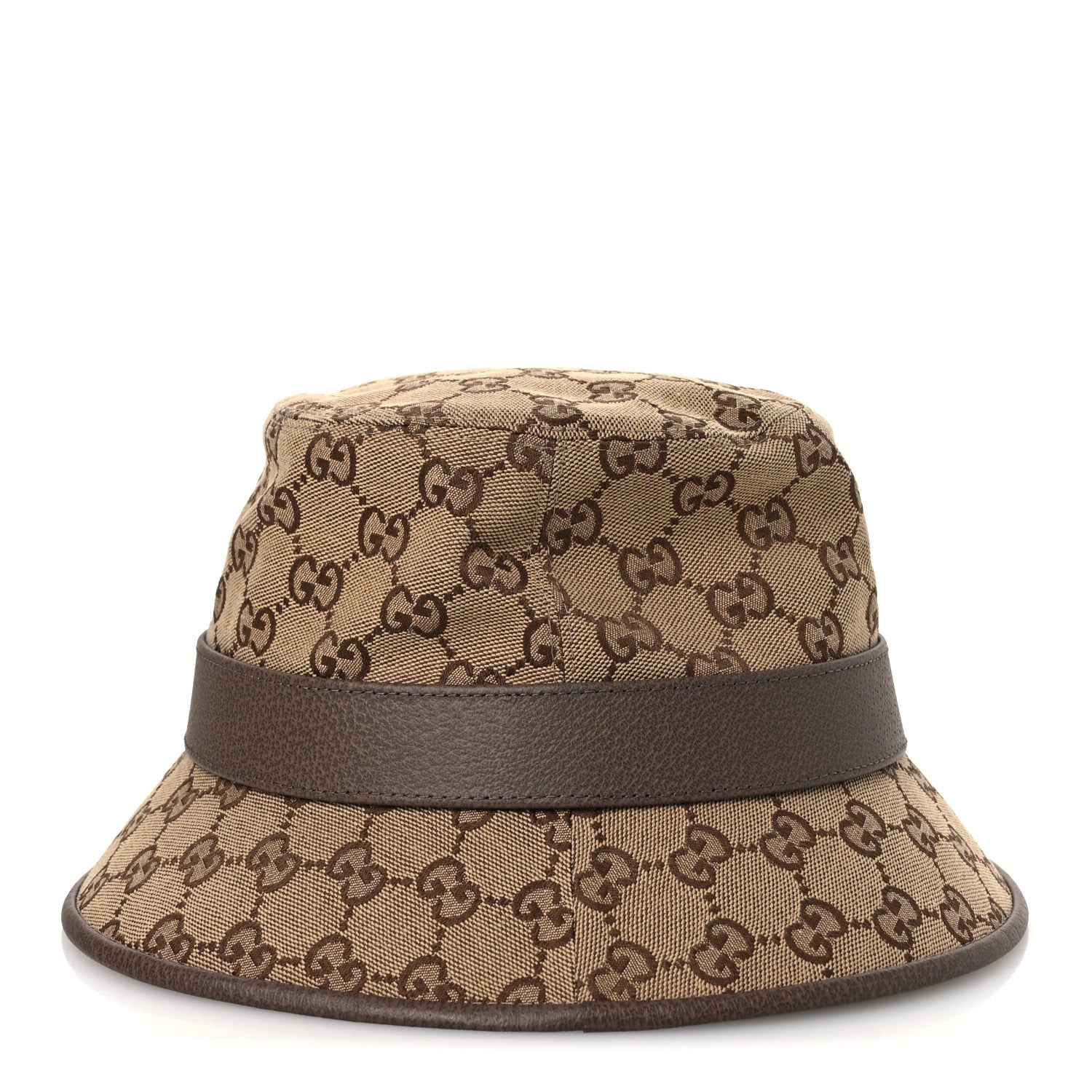 Gucci Monogram Textured Dollar Calfskin GG Jago Bucket Hat S Cacao Beige 6 of 11