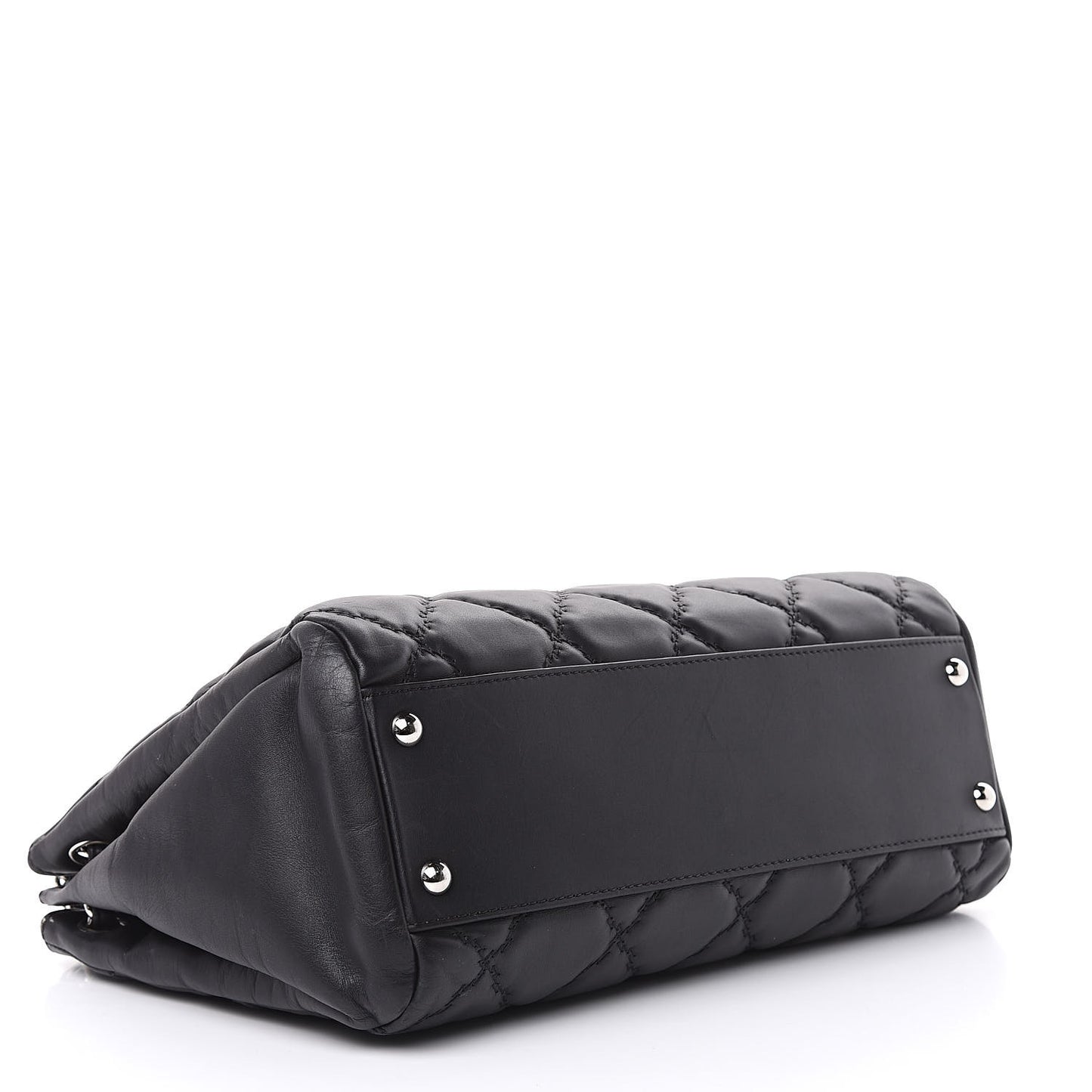 Calfskin Double Stitch Large Hamptons Flap Bag Black