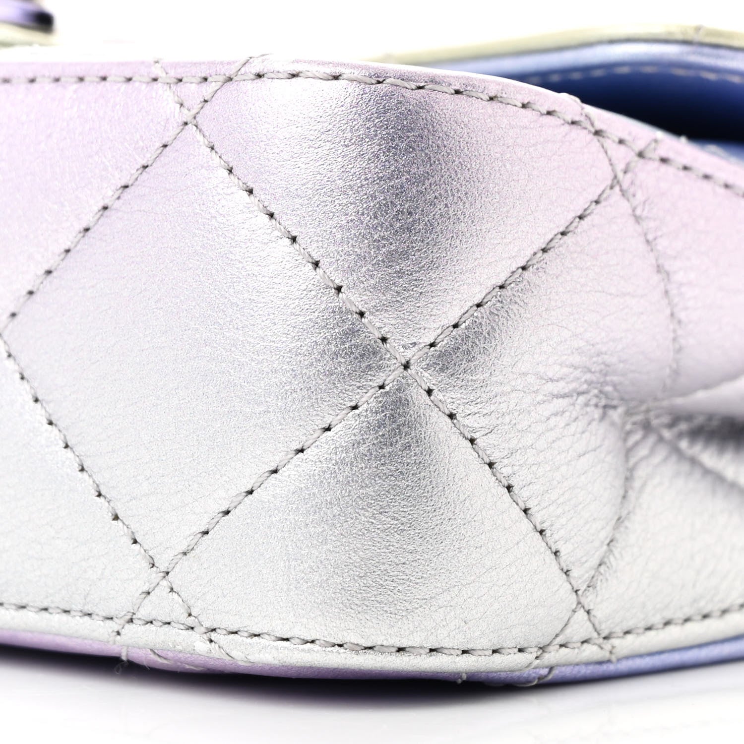 Chanel Gradient Metallic Calfskin Quilted Clutch Silver Blue Yellow Purple 10 of 11