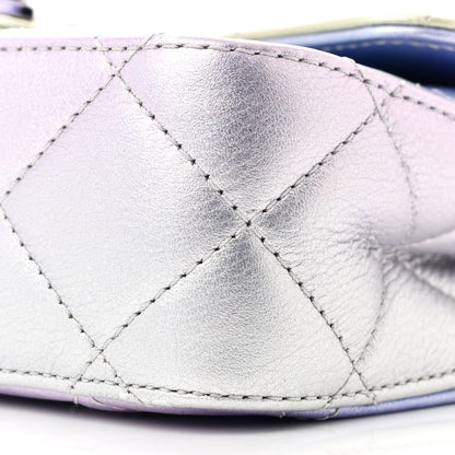 Chanel Gradient Metallic Calfskin Quilted Clutch Silver Blue Yellow Purple 10 of 11