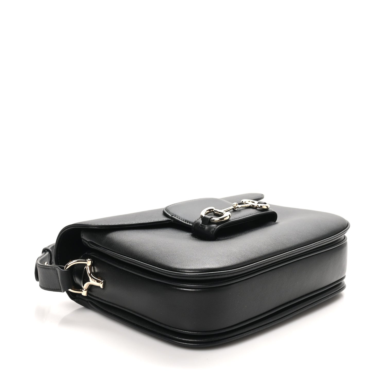 Ciny Lux Calfskin Horsebit 1955 Soft Small Shoulder Bag Black