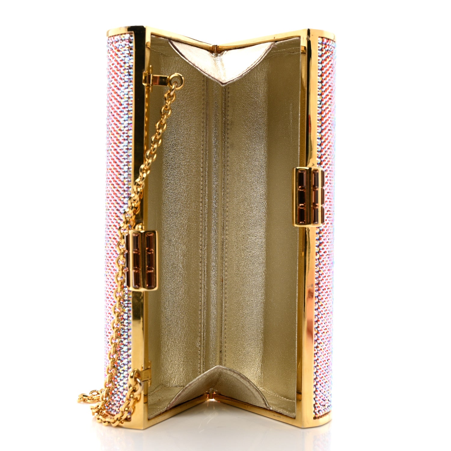 Judith Leiber Swarovski Crystal Minaudiere Clutch Gold 5 of 8